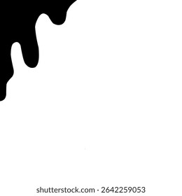 black dripping liquid shapes on the upper left side against a white background. The design evokes the look of paint or ink drips and can be used for modern or abstract themes.
