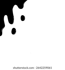 black dripping liquid shapes on the upper left side against a white background. The design evokes the look of paint or ink drips and can be used for modern or abstract themes.
