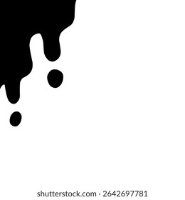 black dripping liquid shapes on the upper left side against a white background. The design evokes the look of paint or ink drips and can be used for modern or abstract themes.
