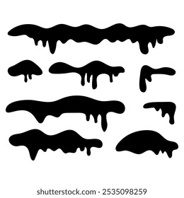 Líquido negro goteante, Ilustración vectorial.