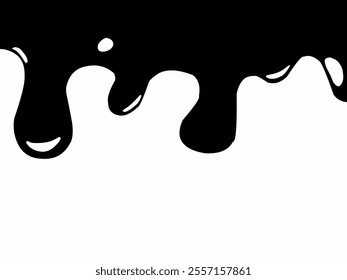 Black dripping oil stain, melt drips , liquid, ink silhouettes isolated vector illustration. Dripping liquid. Melt drop. Flowing liquid isolated on white background. leak, splash, spilled liquid. 