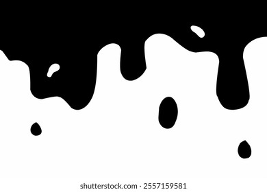 Black dripping oil stain, melt drips , liquid, ink silhouettes isolated vector illustration. Dripping liquid. Melt drop. Flowing liquid isolated on white background. leak, splash, spilled liquid. 
