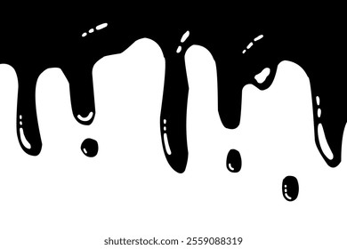 Black dripping oil stain, melt drips , liquid, ink silhouettes isolated vector illustration. Dripping liquid. Melt drop. Flowing liquid isolated on white background. leak, splash, spilled liquid. 
