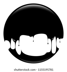 Black dripping shiny circle vector illustration