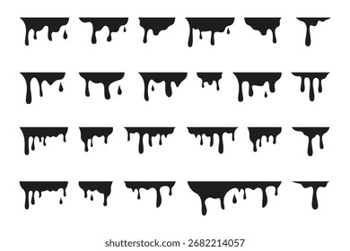 Juego de Vectores de silueta de goteo negro - Pintar, limo, Formas de gota líquida Colección