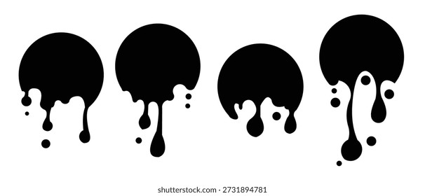 black dripping slime seamless set flowing black fluid 