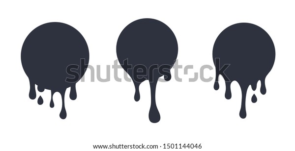 黒い水滴を落とす粘液シームレスセット 流れる黒い液体 絵の滴とブロッツ Imeハロウィーンの看板 のベクター画像素材 ロイヤリティフリー