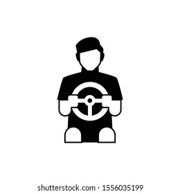 Black driving man icon in white background