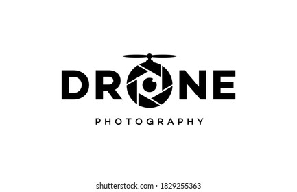 Black Drone Camera Lens Photography Lettering Typography Wordmark Logo Design