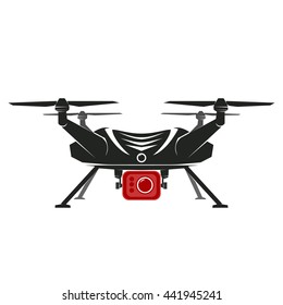 Black drone with camera vector icon illustration element sign eps jpg logo image concept 