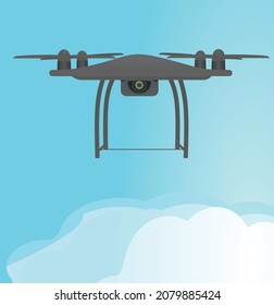 Drones negros volando. ilustración vectorial
