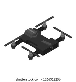 Black drone icon. Isometric of black drone vector icon for web design isolated on white background