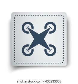 Black Drone Quadcopter icon on white sticker