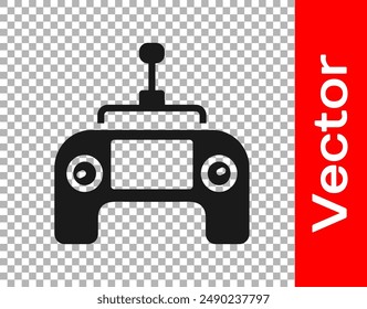 Black Drone radio remote control transmitter icon isolated on transparent background.  Vector