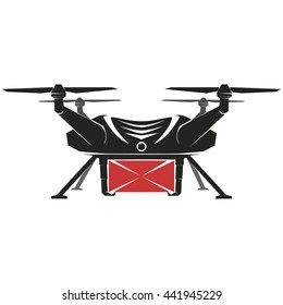 Black drone with red box vector icon illustration element sign eps jpg logo image concept drone
