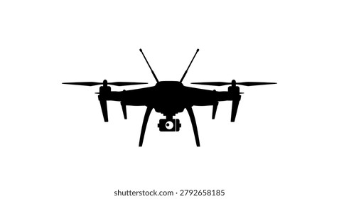 Black drone silhouette with propellers