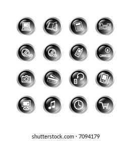 iconos electrónicos de caída negra