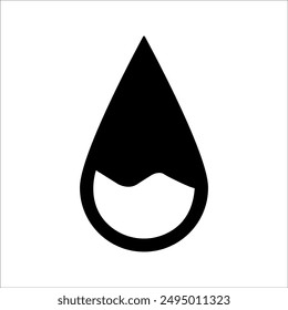 Black drop icon in flat style. Weather symbols isolated on white. Water drop icon. Liquid symbol. Black raindrops or simple oil abstract drip sign. Vector design for website, UI, mobile app.