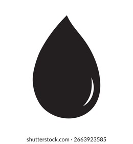 Icono de gota negra en estilo plano. Símbolo de Clima aislado en blanco. Icono de gota de agua. El símbolo de un líquido. Gota de lluvia negra o signo de gota abstracto de aceite simple. Diseño de Vector para Sitio web, interfaz de usuario, App móvil.