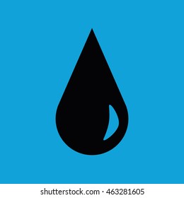 Black drop icon vector. Blue background