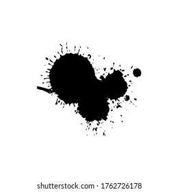 Caída negra aislada sobre fondo blanco. Grunge la textura de salpicadura. Ilustración vectorial.