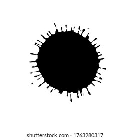 Black drop isolated on white background. Grunge splash texture. Vector illustration.