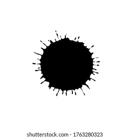 Schwarzer Tropfen einzeln auf weißem Hintergrund. Grunge Splash Textur. Vektorgrafik.