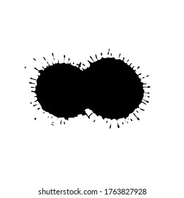 Caída negra aislada sobre fondo blanco. Grunge la textura de salpicadura. Ilustración vectorial.