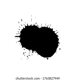 Caída negra aislada sobre fondo blanco. Grunge la textura de salpicadura. Ilustración vectorial.