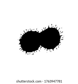 Black drop isolated on white background. Grunge splash texture. Vector illustration.