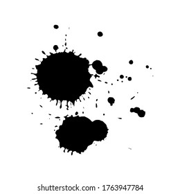 Black drop isolated on white background. Grunge splash texture. Vector illustration.