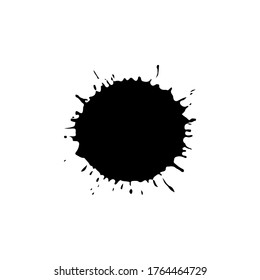 Black drop isolated on white background. Grunge splash texture. Vector illustration.
