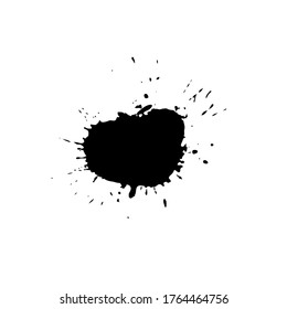 Schwarzer Tropfen einzeln auf weißem Hintergrund. Grunge Splash Textur. Vektorgrafik.