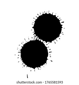 Caída negra aislada sobre fondo blanco. Grunge la textura de salpicadura. Ilustración vectorial.