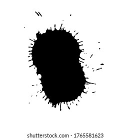 Caída negra aislada sobre fondo blanco. Grunge la textura de salpicadura. Ilustración vectorial.