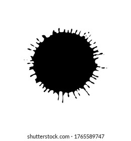 Black drop isolated on white background. Grunge splash texture. Vector illustration.
