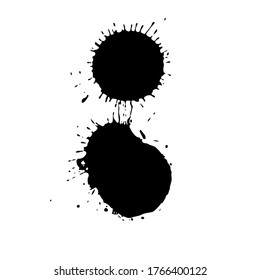 Caída negra aislada sobre fondo blanco. Grunge la textura de salpicadura. Ilustración vectorial.