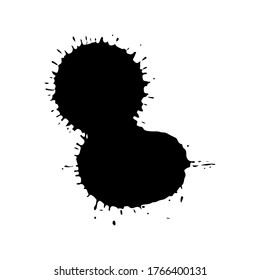 Caída negra aislada sobre fondo blanco. Grunge la textura de salpicadura. Ilustración vectorial.