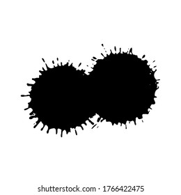 Caída negra aislada sobre fondo blanco. Grunge la textura de salpicadura. Ilustración vectorial.