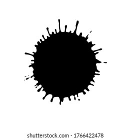 Black drop isolated on white background. Grunge splash texture. Vector illustration.