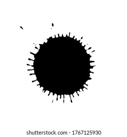 Schwarzer Tropfen einzeln auf weißem Hintergrund. Grunge Splash Textur. Vektorgrafik.