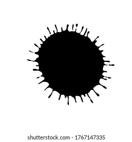 Black drop isolated on white background. Grunge splash texture. Vector illustration.
