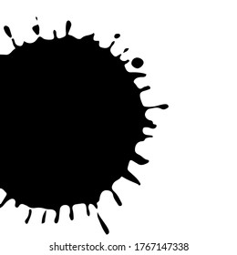 Caída negra aislada sobre fondo blanco. Grunge la textura de salpicadura. Ilustración vectorial.