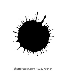 Caída negra aislada sobre fondo blanco. Grunge la textura de salpicadura. Ilustración vectorial.