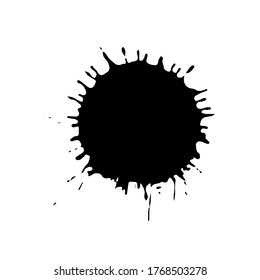 Caída negra aislada sobre fondo blanco. Grunge la textura de salpicadura. Ilustración vectorial.