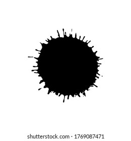 Black drop isolated on white background. Grunge splash texture. Vector illustration.