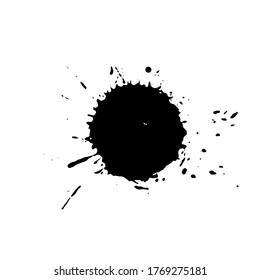 Caída negra aislada sobre fondo blanco. Grunge la textura de salpicadura. Ilustración vectorial.