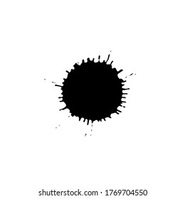 Black drop isolated on white background. Grunge splash texture. Vector illustration.