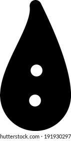 Caída negra con dos puntos blancos alineados verticalmente, ilustración, vector sobre fondo blanco.