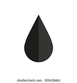 Black drop of water, oil. Flat design.